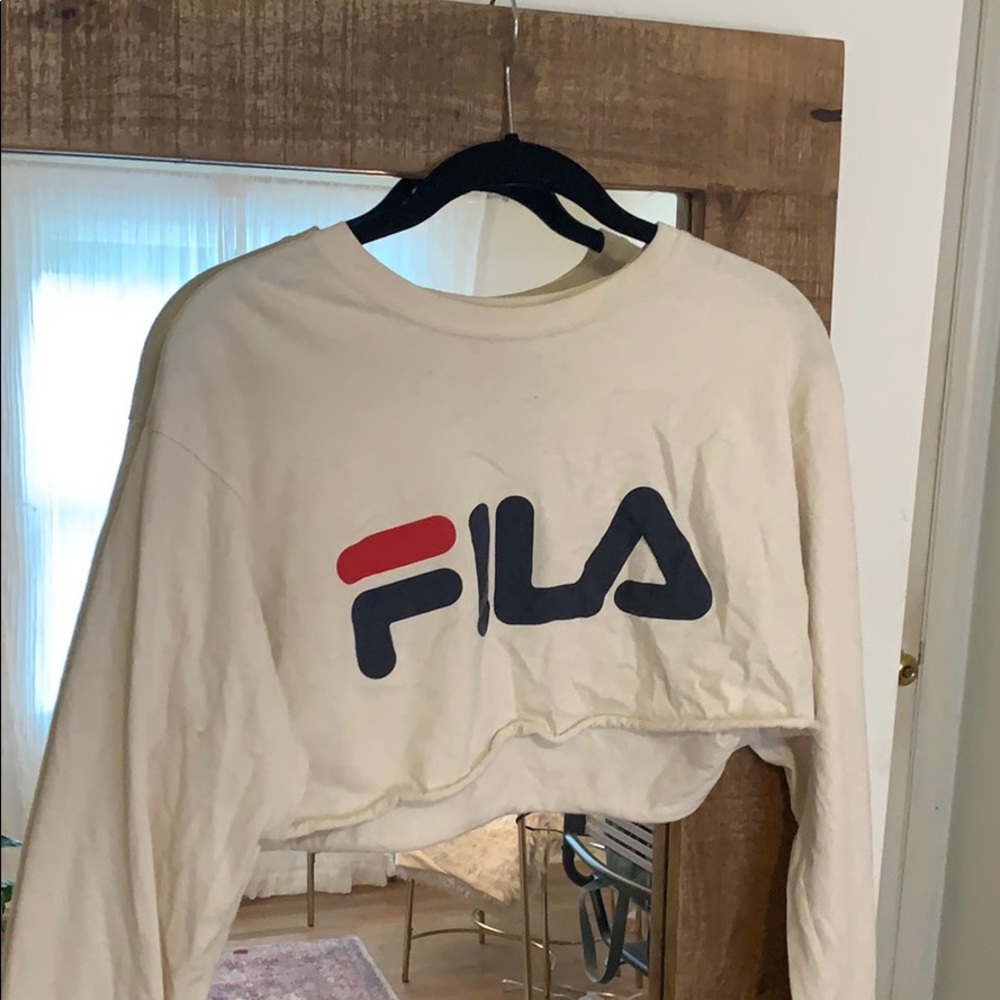 Cropped Cream Colored FILA shirt